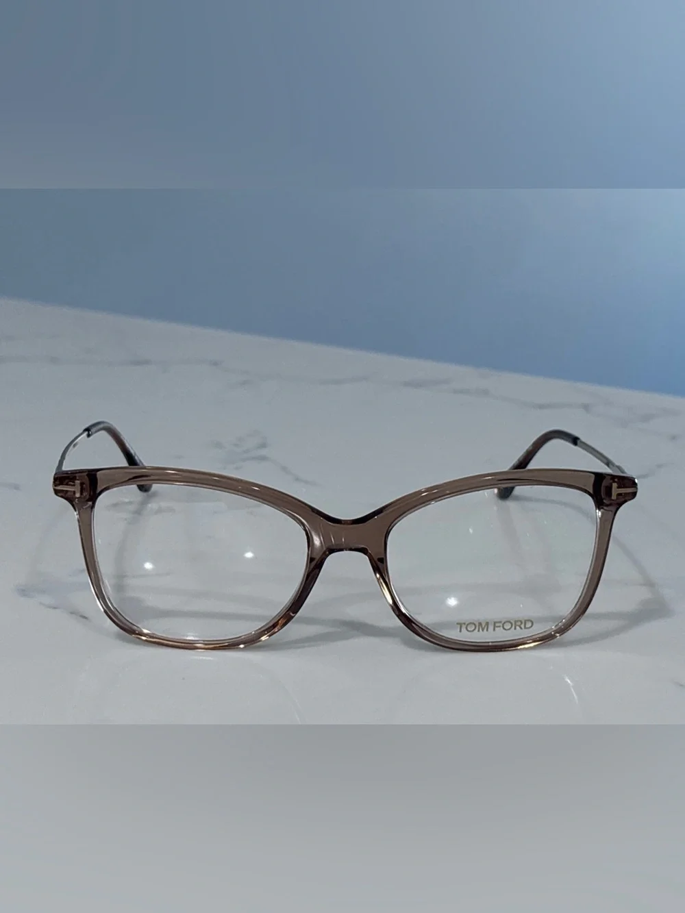 Tom Ford TF5510 045 Cat Eye Glasses Frames Shiny Light Brown Gold